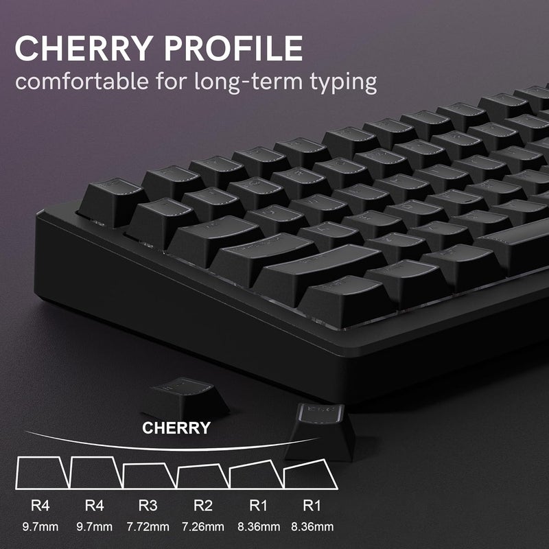 COSTOM Womier PBT Keycaps Set 130 Keys, Custom White Japanese Keyboard Doubleshot Dye Sub Side Print Shine Through Keycaps 60 65 75 100 Percent, Cherry Profile (Black) - Image 5